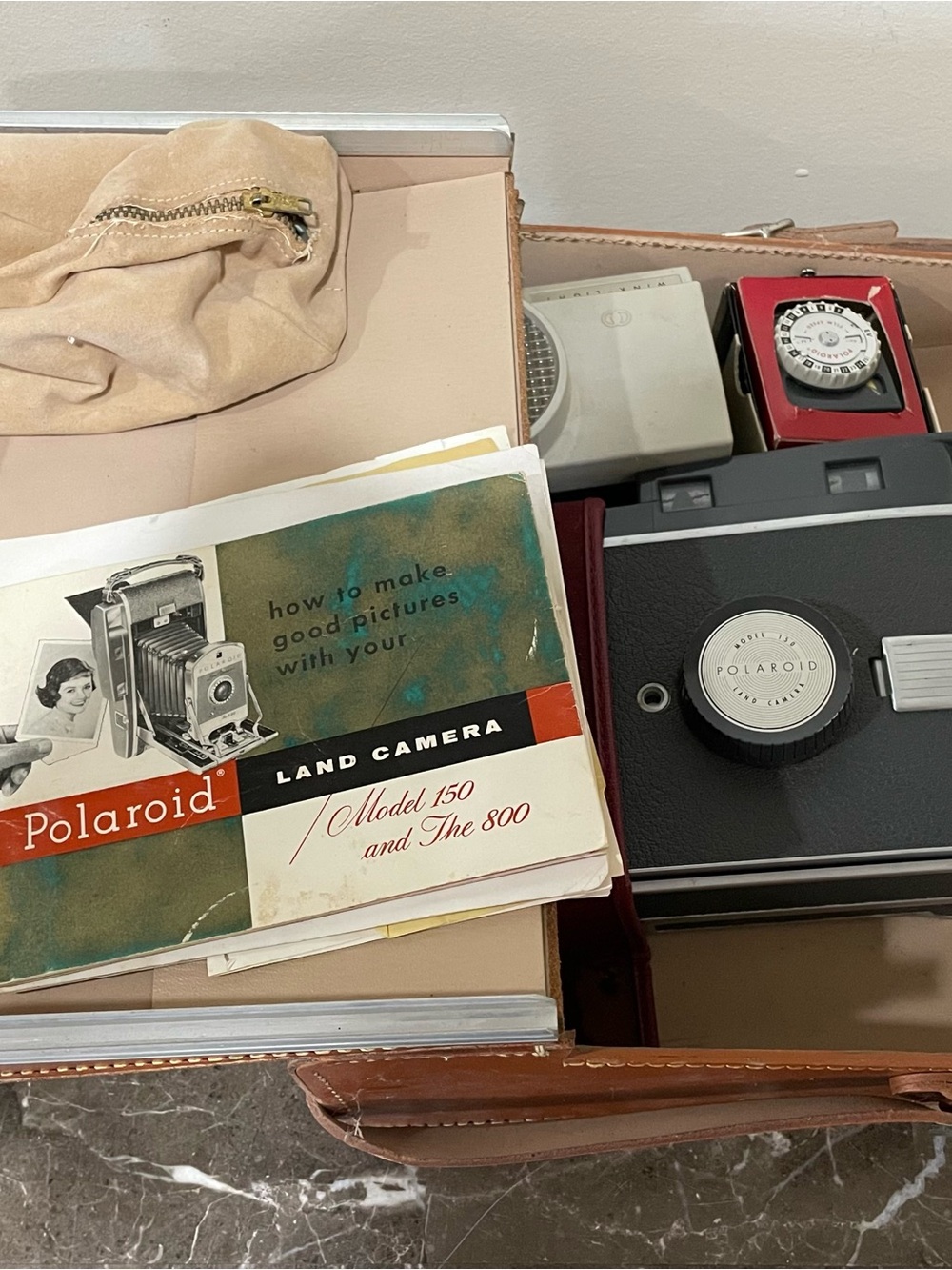 Antique Polaroid Land Camera w/ Case and Accessories